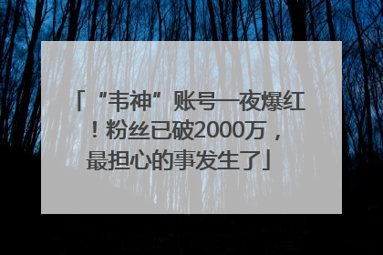 “韦神”账号一夜爆红！粉丝已破2000万，最担心的事发生了