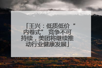 王兴：低质低价“内卷式” 竞争不可持续，美团将继续推动行业健康发展