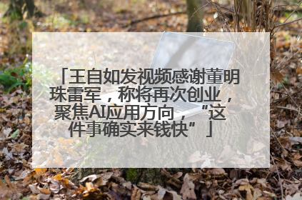 王自如发视频感谢董明珠雷军，称将再次创业，聚焦AI应用方向，“这件事确实来钱快”