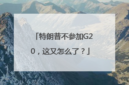 特朗普不参加G20，这又怎么了？