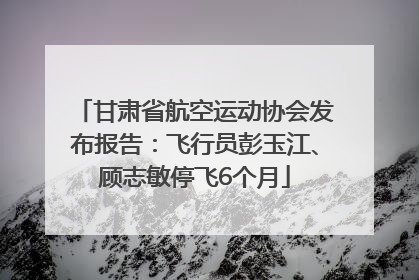甘肃省航空运动协会发布报告：飞行员彭玉江、顾志敏停飞6个月