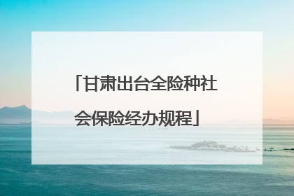 甘肃出台全险种社会保险经办规程
