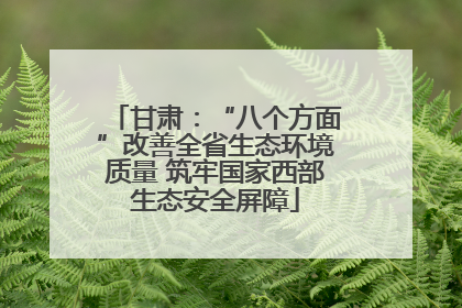 甘肃：“八个方面”改善全省生态环境质量 筑牢国家西部生态安全屏障