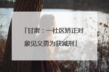 甘肃：一社区矫正对象见义勇为获减刑