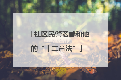 社区民警老郦和他的“十二章法”