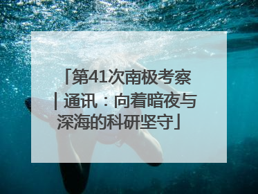 第41次南极考察｜通讯：向着暗夜与深海的科研坚守