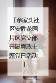 余家头社区安胜花园片区党支部开展廉政主题党日活动