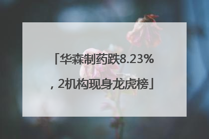 华森制药跌8.23%，2机构现身龙虎榜