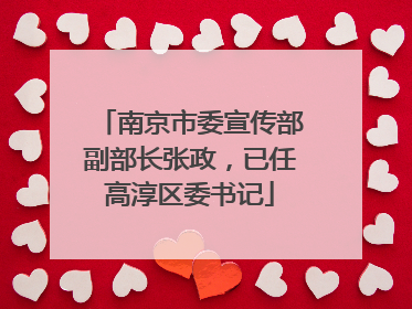 南京市委宣传部副部长张政，已任高淳区委书记