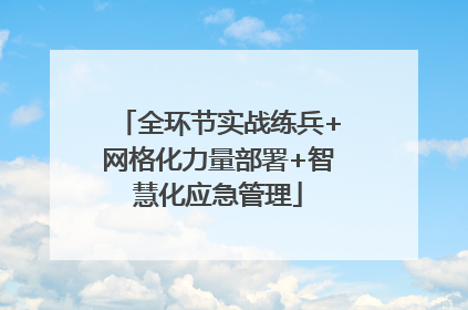 全环节实战练兵+网格化力量部署+智慧化应急管理