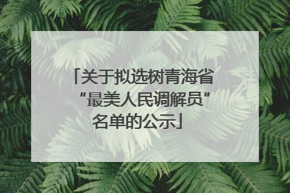关于拟选树青海省“最美人民调解员” 名单的公示