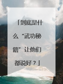 到底是什么“武功秘籍”让他们都说好？