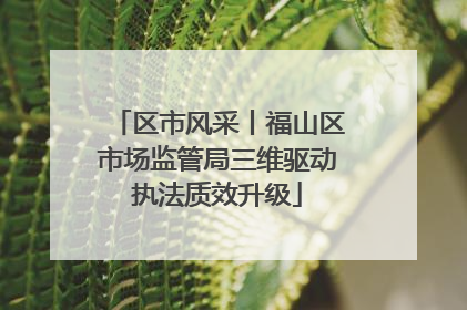 区市风采丨福山区市场监管局三维驱动执法质效升级