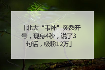 北大“韦神”突然开号，现身4秒，说了3句话，吸粉12万