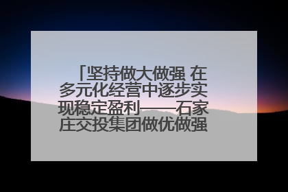 坚持做大做强 在多元化经营中逐步实现稳定盈利——石家庄交投集团做优做强典型报道之三