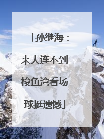 孙继海：来大连不到梭鱼湾看场球挺遗憾