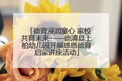德育浸润童心 家校共育未来——德清县上柏幼儿园开展感恩德育启蒙讲座活动