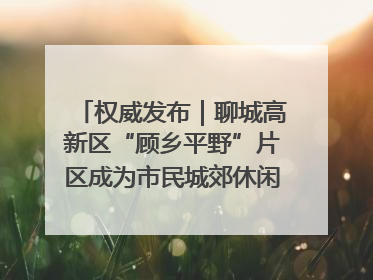 权威发布｜聊城高新区“顾乡平野”片区成为市民城郊休闲全新目的地