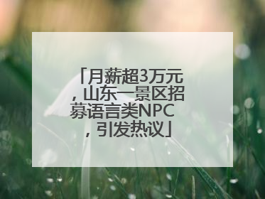 月薪超3万元，山东一景区招募语言类NPC，引发热议