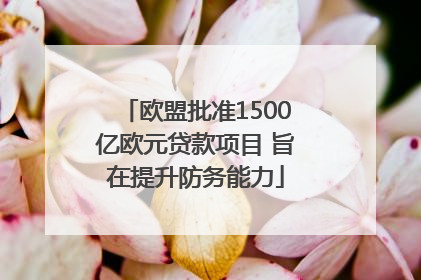 欧盟批准1500亿欧元贷款项目 旨在提升防务能力