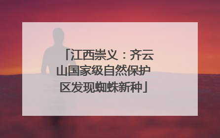 江西崇义：齐云山国家级自然保护区发现蜘蛛新种