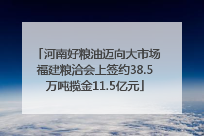 河南好粮油迈向大市场 福建粮洽会上签约38.5万吨揽金11.5亿元