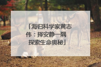 海归科学家黄志伟：择安静一隅 探索生命奥秘