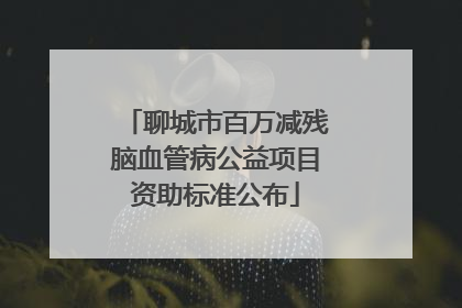 聊城市百万减残脑血管病公益项目资助标准公布