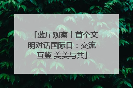 蓝厅观察丨首个文明对话国际日：交流互鉴 美美与共