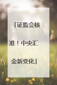 证监会核准！中央汇金新变化