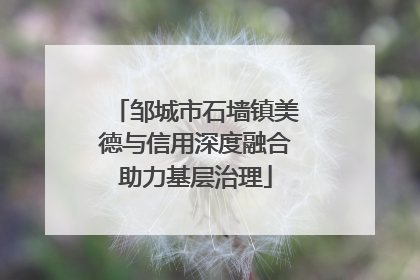 邹城市石墙镇美德与信用深度融合助力基层治理