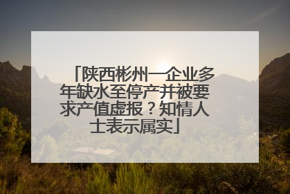 陕西彬州一企业多年缺水至停产并被要求产值虚报？知情人士表示属实