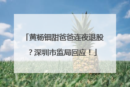 黄杨钿甜爸爸连夜退股？深圳市监局回应！