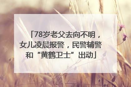 78岁老父去向不明，女儿凌晨报警，民警辅警和“黄鹤卫士”出动