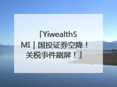 YiwealthSMI｜国投证券空降！关税事件刷屏！